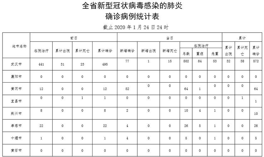 附:湖北省新型冠状病毒感染的肺炎确诊病例统计表