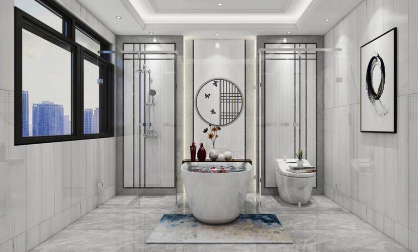 典雅的瓷砖结合中式柔美的元素,诠释东方美#卫生间设计  #装修设计