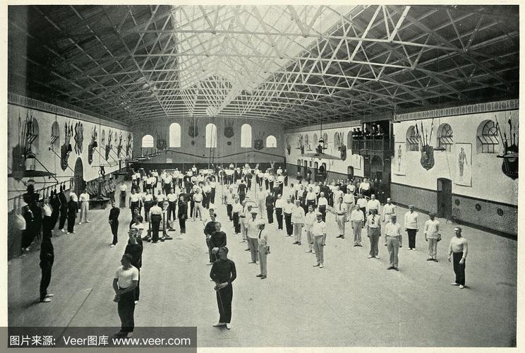 19世纪90年代,奥尔德肖特体育馆的英国军队