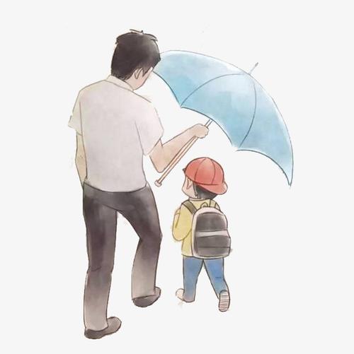 下雨天爸爸撑伞图片卡通
