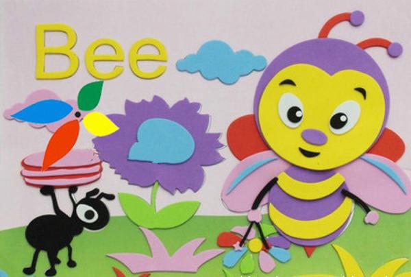 漂亮的彩纸剪贴画图片勤劳的小蜜蜂