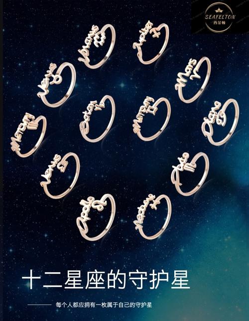 饰品 钛钢十二星座戒指女 韩版时尚日韩潮人可调节食指指环 双子座