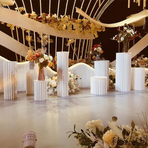 婚庆折叠圆柱甜品台纸质罗马柱折柱路引摆件商场橱窗生日派对布置