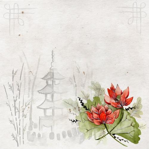 淡雅古典花卉背景图片