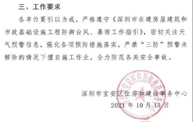 基本情况: 2021年10月13日,市民投诉深圳2个项目在台风