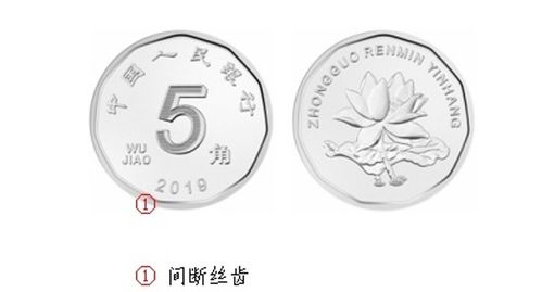 2019年版第五套人民币5角硬币