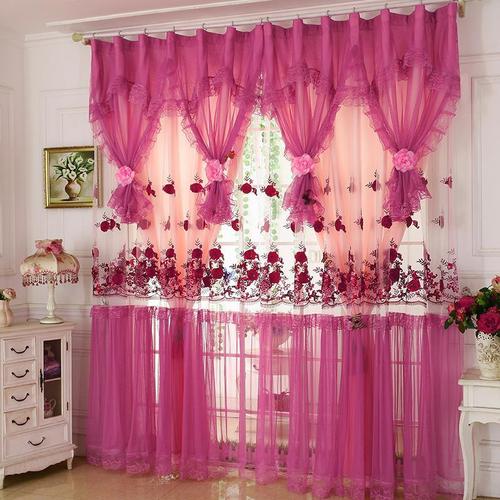 婚房窗帘成品遮光简约现代卧室公主风温馨梦幻紫粉色结婚客厅百搭