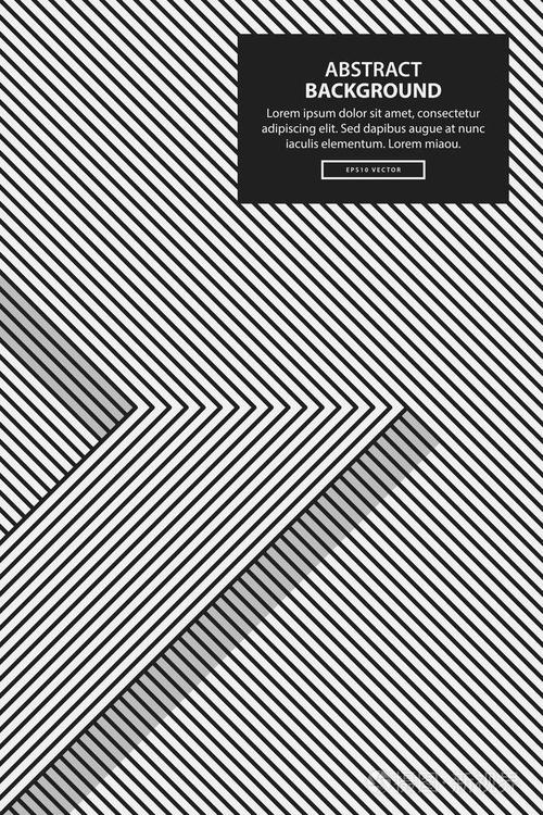 海报设计模板与直线的黑白风格.抽象向量背景
