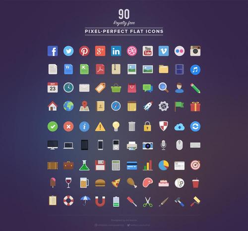 90个彩色扁平化app图标