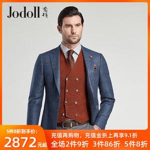 jodoll乔顿男士英伦帅气格纹西服商务休闲100%羊毛单西小西装外套