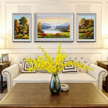 欧式美式壁画三联画简约客厅装饰画巨人山沙发背景墙挂画壁画山水风景