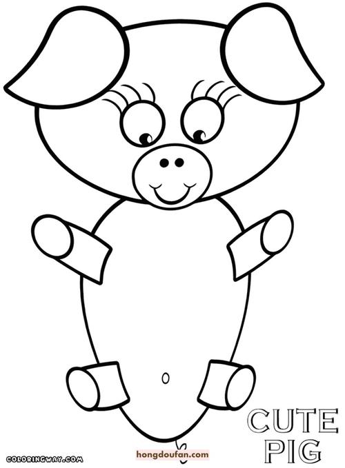 10张超级可爱的卡通小猪涂色简笔画图片