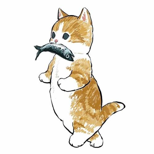 一组超级可爱的胖猫咪插画