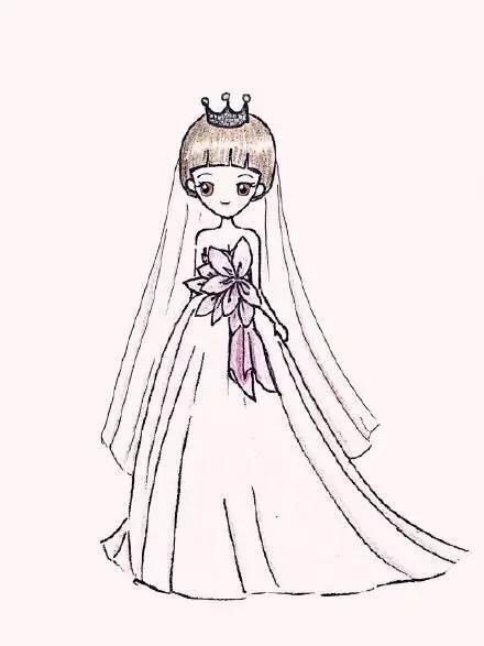 婚纱公主的简笔画