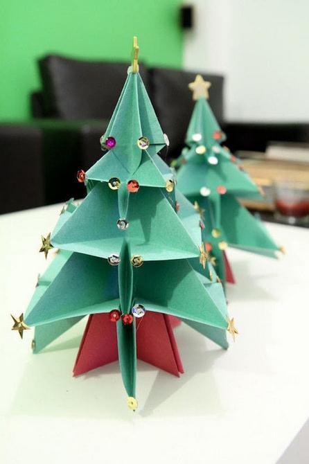 漂亮的手工折纸圣诞树作品树的做法  如何手工折圣诞老人圣诞老人折纸