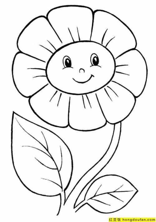 10张春日漂亮的花朵儿童卡通可涂色简笔画