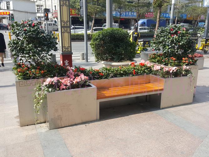 景观街道不锈钢花池树池花箱座凳高档组合花盆机场方花箱定制厂家