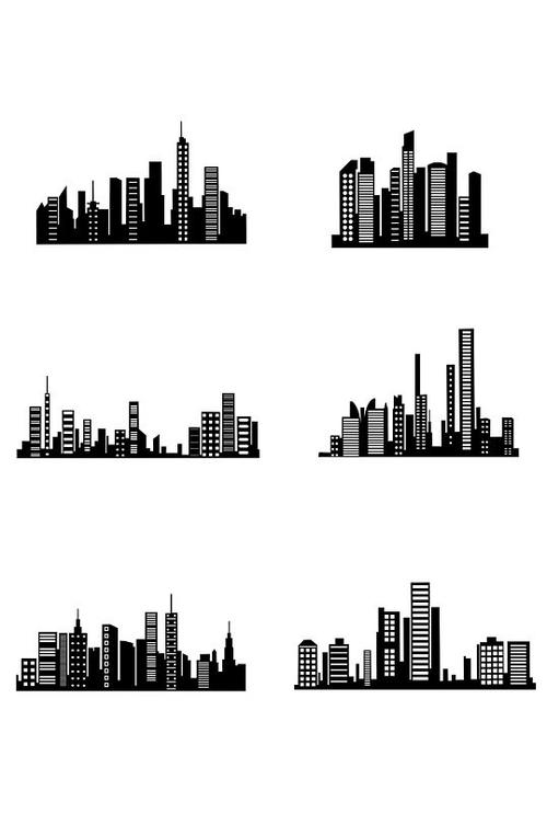 剪影元素城市高楼大厦剪影免抠元素立即下载科技感线性线条智能城市2