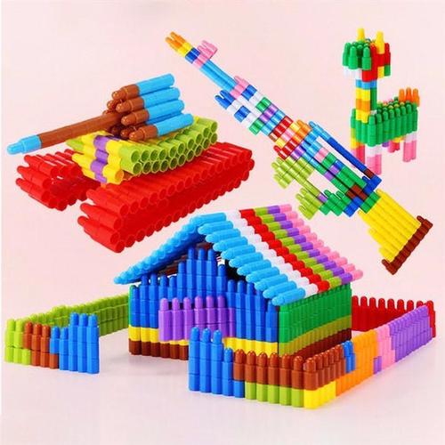 里伍塑料拼装益智子弹头玩具儿童开发智力拼插积木玩具男孩女孩幼儿园