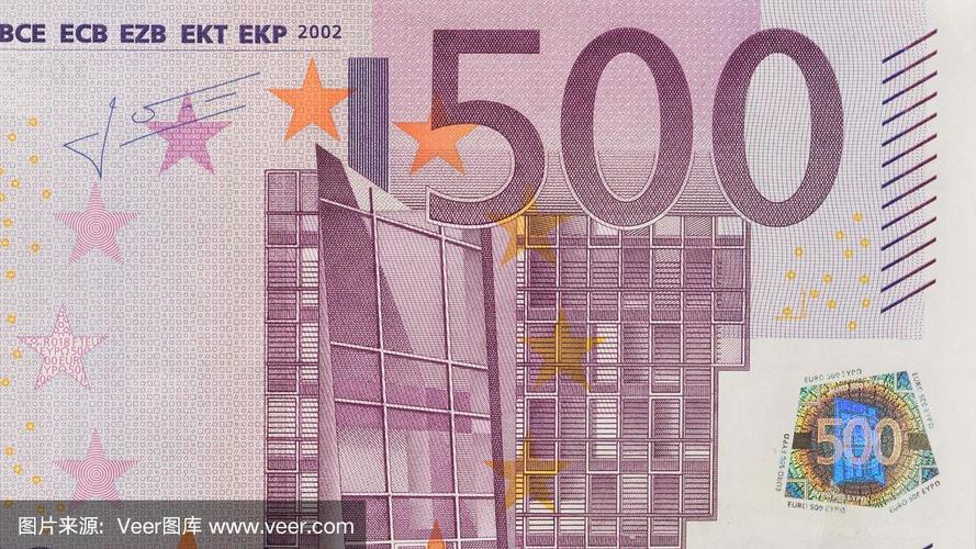 500欧元钞票特写.宏观照片.