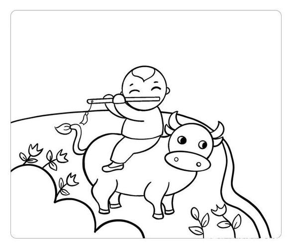 牧童骑黄牛|清明节简笔画