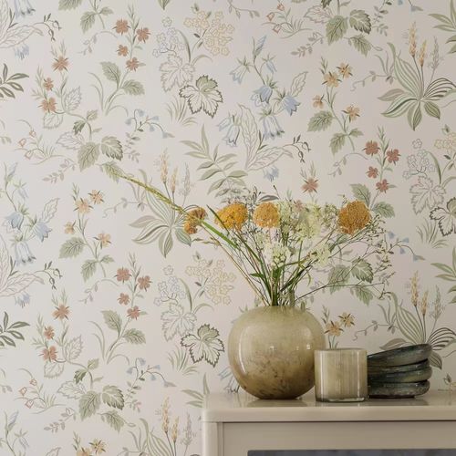 北欧瑞典法式田园风墙纸小清新花卉卧室墙布背景墙壁纸布无缝全屋