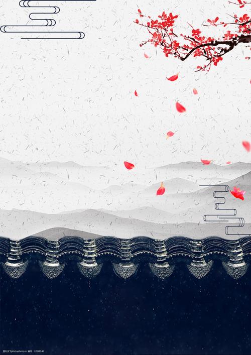 古典中国风房檐古典水墨广告背景