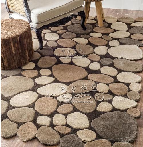 时尚田园现代欧式石头造型地毯客厅茶几沙发地毯卧室床边手工地毯