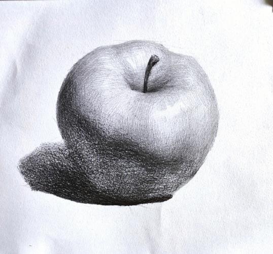 素描静物画苹果