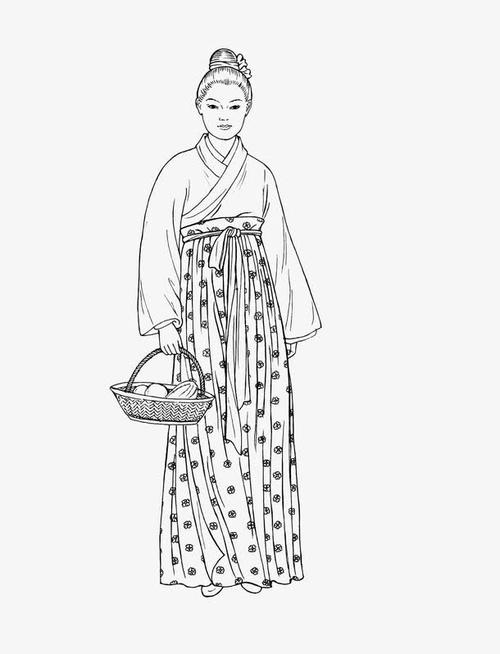 古代女子服饰白描