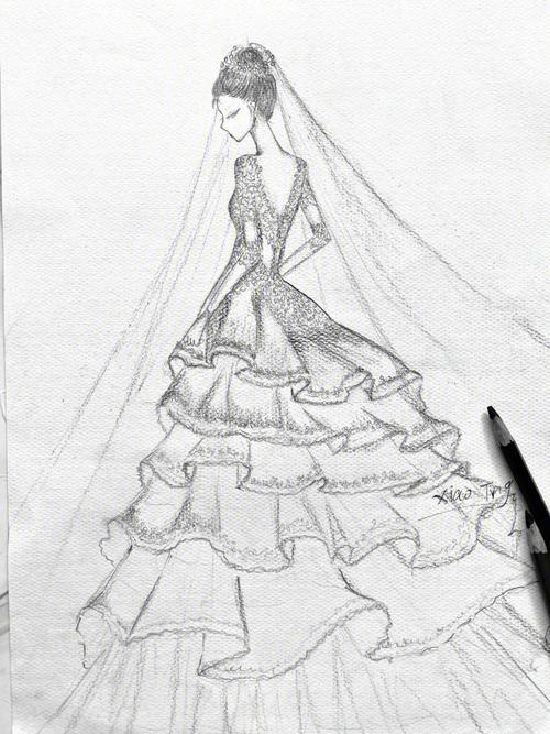 婚纱手绘图简笔画