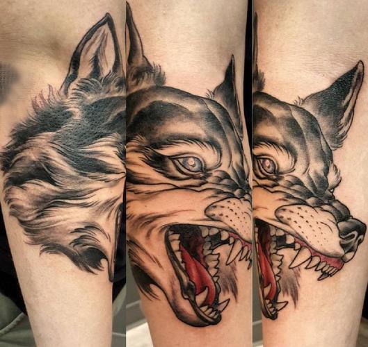狼头纹身图片男生手臂上狼头纹身霸气图片