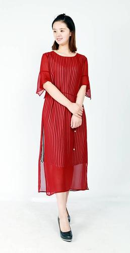 武汉一线品牌朗姿丽女装19年夏装连衣裙套装品牌女装