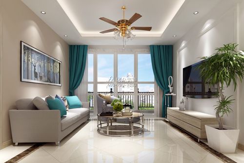 俊景豪园102平方米美式风格平层户型客厅装修效果图