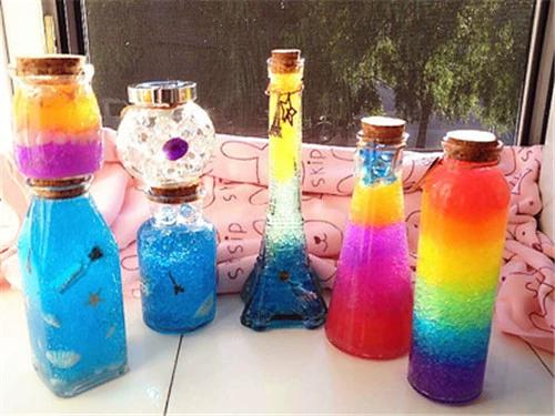 diy手工活动彩虹海洋瓶星空瓶水宝宝材料木塞漂流瓶许愿玻璃瓶子