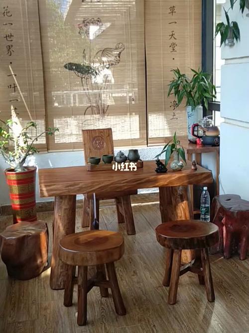 实木茶桌椅组合原木茶桌家用茶台小户型客厅