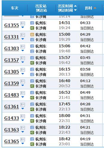 杭州东到长沙南高铁最后一班是什么时候