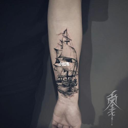 小臂纹身丨帆船纹身丨写实纹身丨郑州纹身丨