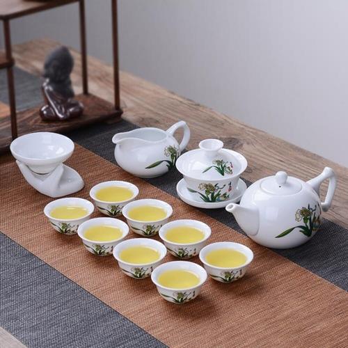 茶具套装特价陶瓷功夫茶具茶壶白瓷盖碗茶杯整套青花瓷泡茶器家用 享