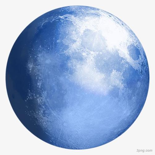 圆圆蓝色的月亮高清png素材透明免抠图片-产品实物