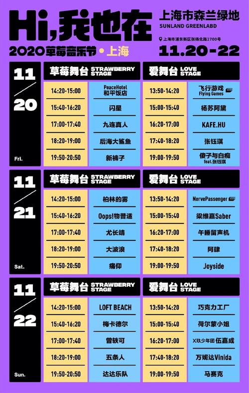 2020上海草莓音乐节演出时间表