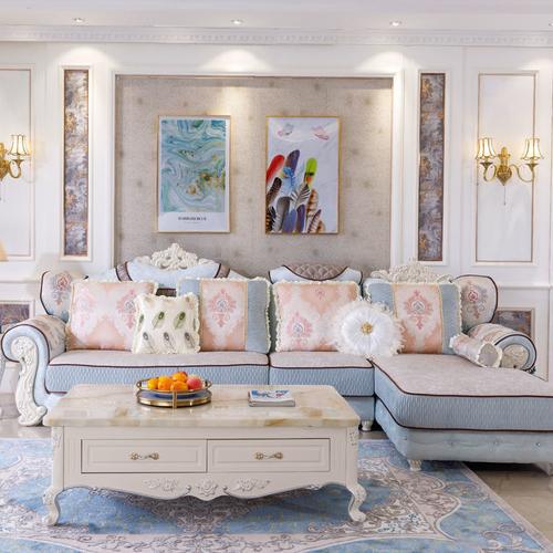 欧式沙发客厅组合奢华整装转角小户型简欧布艺沙发可拆洗家具