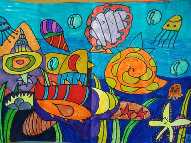 一年级美术《海螺和海星》课堂作品展播