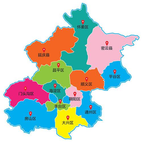北京市区域地图矢量素材