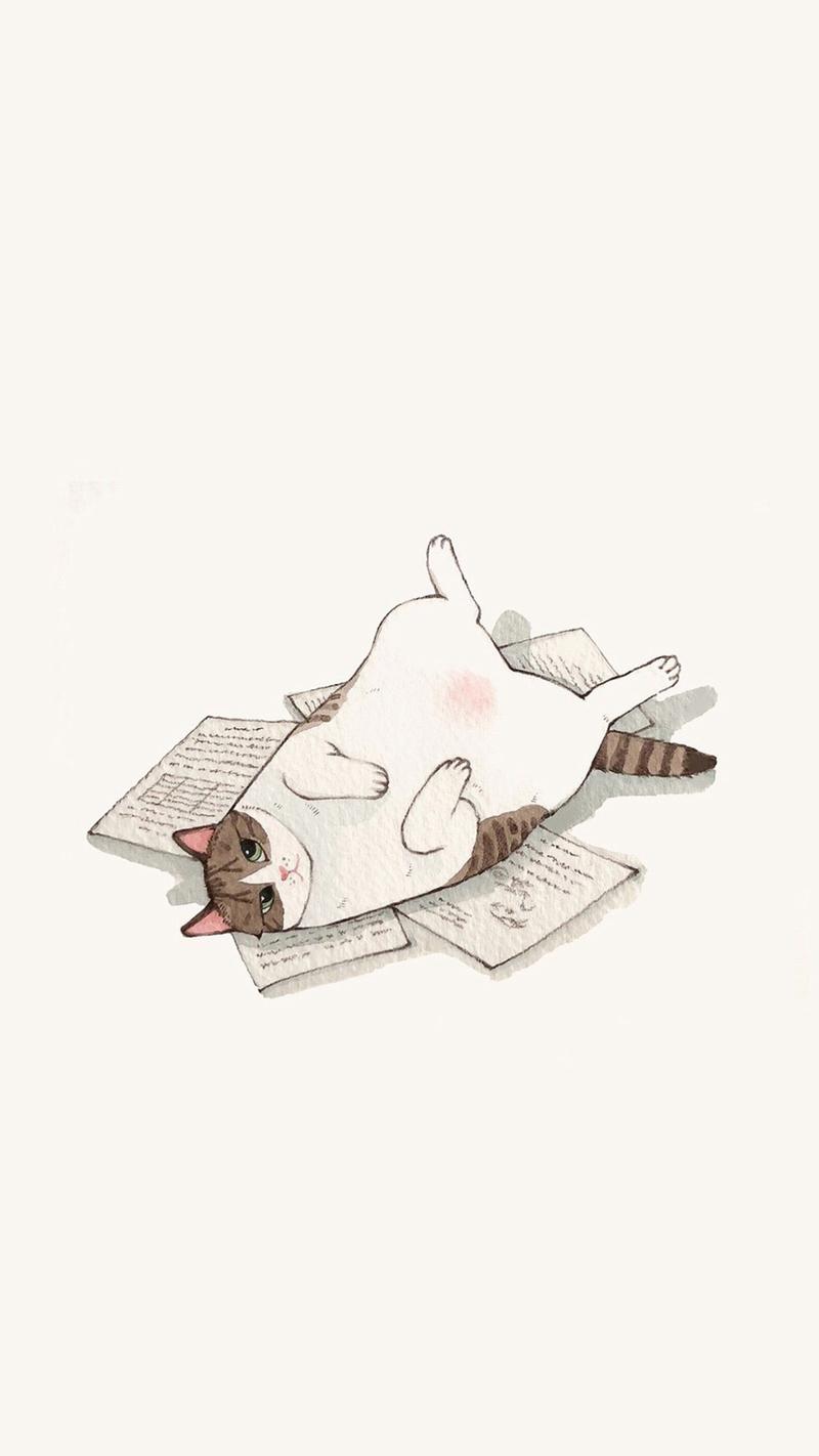 可爱猫咪插画手机壁纸图片