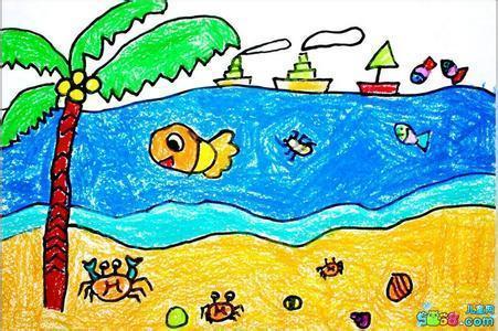 美丽的夏天彩色简笔画儿童简笔画夏天沙滩夏天的简笔画图画彩色幼师