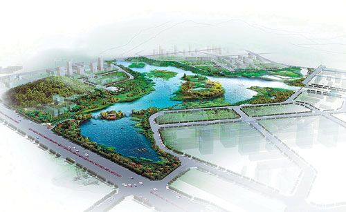 湿地公园效果图和规划图.海南日报记者程范淦摄