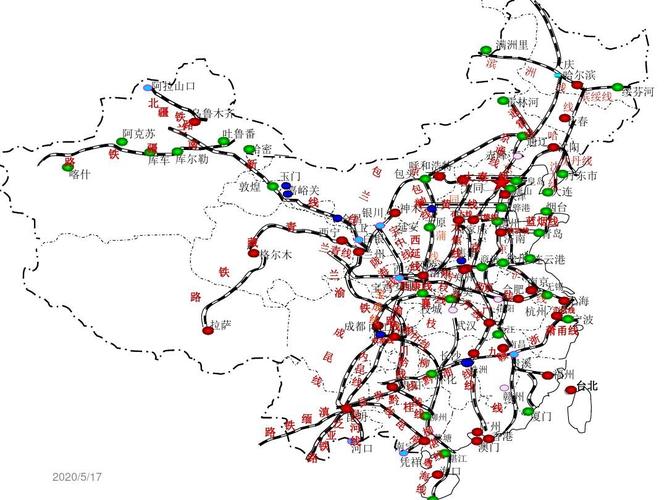 中国铁路营业线路图动态示意图