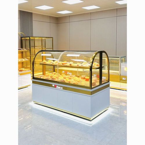 新款面包柜面包展示柜弧形镀钛中岛柜边柜蛋糕模型柜商用面包架子