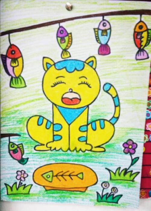 儿童画 小猫咪
